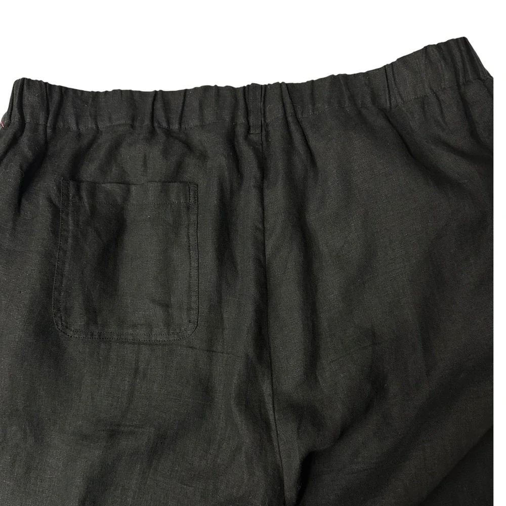 Quince Women's 100% European Linen Elastic Waist Pull On Casual Pants‎ Black XL